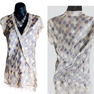 BCBGMaxAzria Polka Dot Silk Blend Blouse